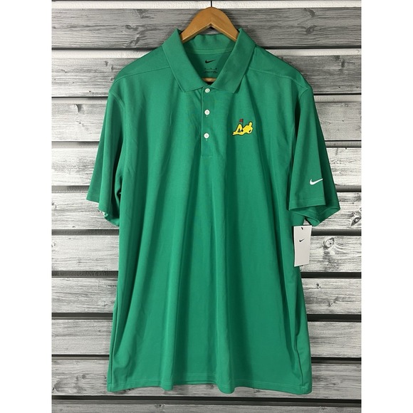 Nike The Masters Shirt Men's XL Green Dri Fit Golf Polo Short Sleeve FUNNY NEW - Picture 1 of 6